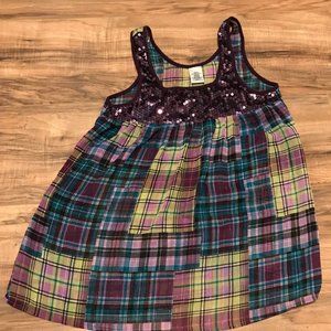 Sequin And Plaid Sheer Purple Tank Top